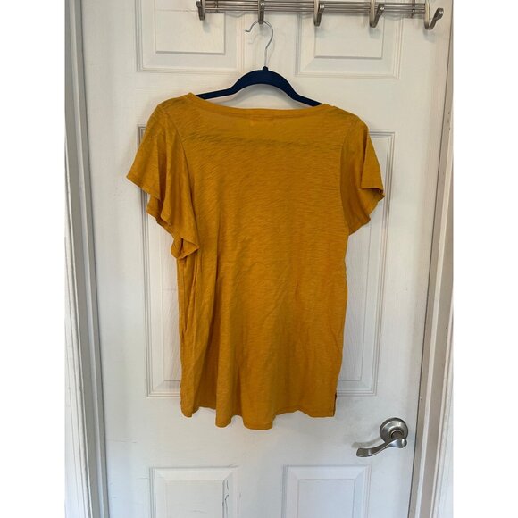 t.la Mustard Yellow Flutter Sleeve T-shirt Size XS Made in USA - Picture 4 of 8